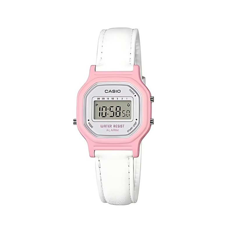 Casio Reloj Digital Rosado Blanco cuero LA-11WL-4ACF
