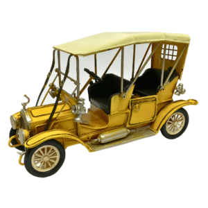 Figura Decorativa Metalica Auto Antiguo Amarillo 28 x 14 x 17 cm