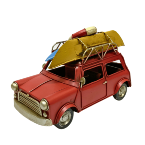 Figura Decorativa Metalica Auto Mini con Kayak 25 x 17 x 13 cm