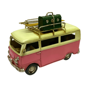 Figura Decorativa Metalica Combi Viajera Rosada 25 x 17 x 11 cm