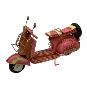 Figura Decorativa Metalica Motocicleta Scooter Rosada 27 x 18 x 8 cm